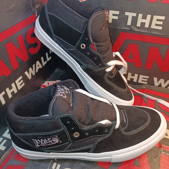 Vans Men's 11.5 Skate Half Cab Classic Black/White Canvas Suede VN0A5FCDY28 - Picture 6 of 12